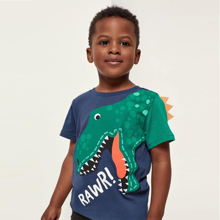 寶貝童裝卡通恐龍男童上衣夏季童裝兒童短袖t恤中小童1-6歲寶寶純棉打底衫-細節圖5