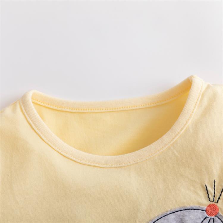 寶貝童裝女童套裝春秋卡通兔子刺繡兒童純棉長袖t恤打底褲二件套寶寶衣服-細節圖4