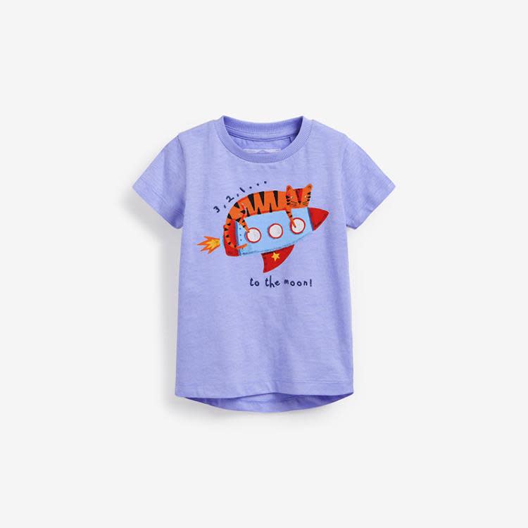 寶貝童裝外貿童裝卡通飛船兒童t恤夏男童純棉短袖體恤1-6歲小寶寶圓領上衣-細節圖2