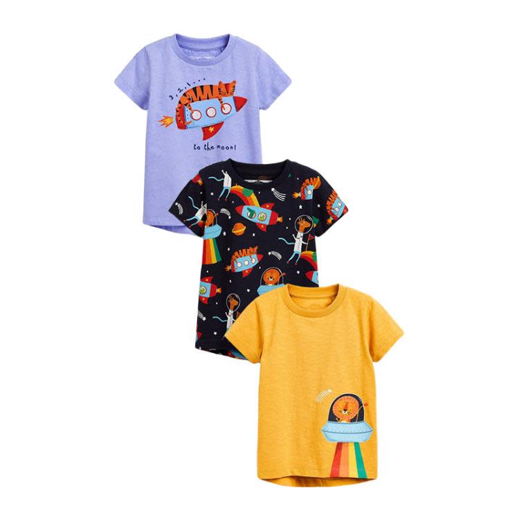 寶貝童裝外貿童裝卡通飛船兒童t恤夏男童純棉短袖體恤1-6歲小寶寶圓領上衣-細節圖4