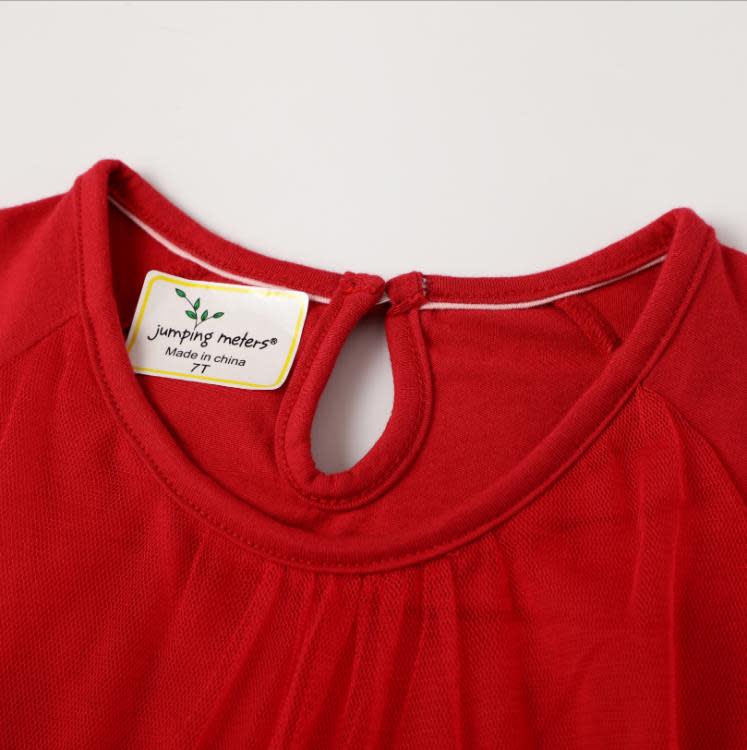 寶貝童裝外貿女童連身裙夏季小童裝兒童紗裙寶寶紅色短袖公主裙女孩ａ字裙-細節圖3