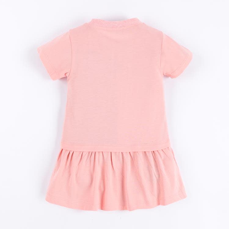 寶貝童裝2020新款女童粉紅連身裙夏季外貿童裝兒童短袖ｔ恤裙寶寶可愛童裙-細節圖2