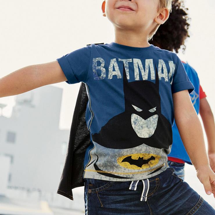 寶貝童裝特價男童短袖t恤 ins童裝夏季兒童蝙蝠俠披風半袖男寶寶純棉上衣-細節圖2