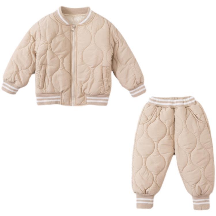 寶貝童裝女童夾棉夾克套裝女寶寶洋氣時髦秋冬新款二件套兒童冬季加厚棉衣-細節圖5