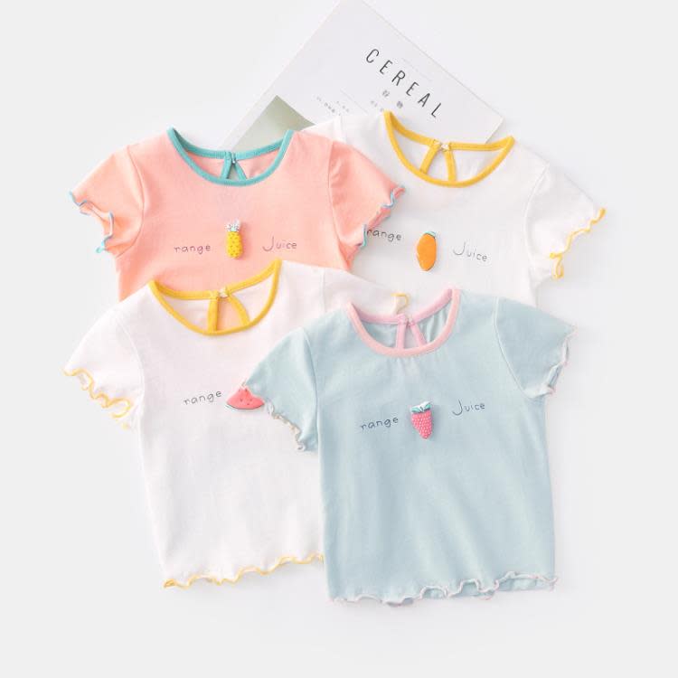 寶貝童裝巴-拉巴-拉寶寶短袖T恤夏季新生兒上衣洋氣女童體恤半袖薄款1歲嬰-細節圖2