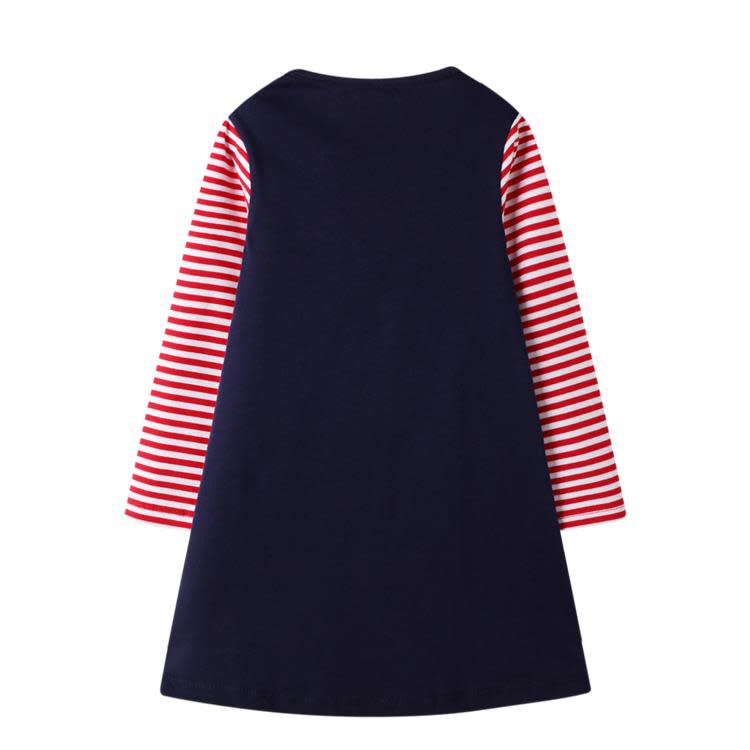 寶貝童裝秋裝童裙寶寶純棉a字裙歐美童裝女童長袖連身裙小女孩休閒公主裙-細節圖2