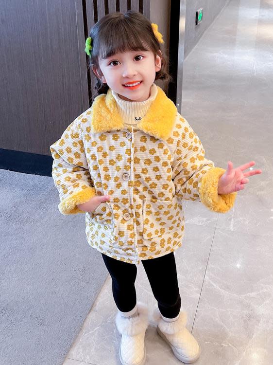 寶貝童裝2022冬季新款正韓女童冬裝加絨外套洋氣時髦女寶寶2冬款加厚上衣3-細節圖3