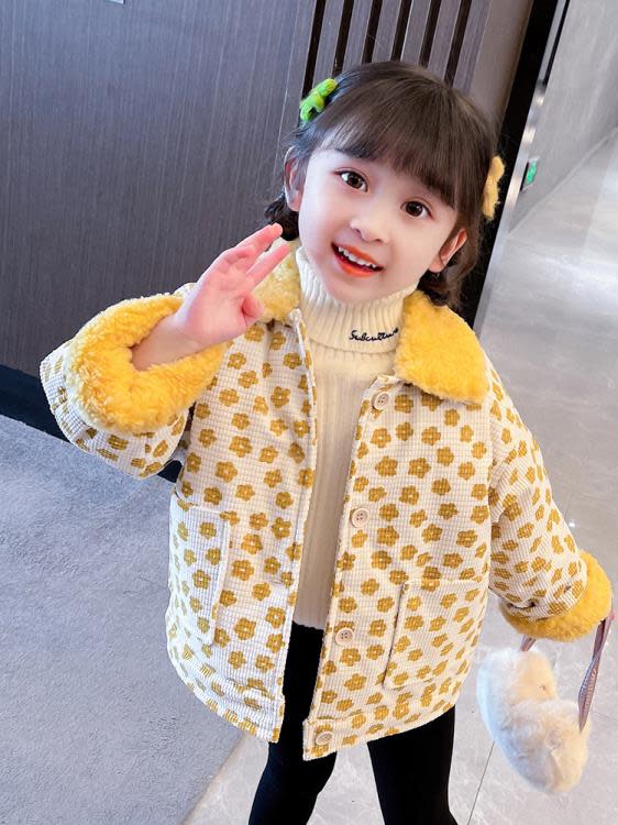 寶貝童裝2022冬季新款正韓女童冬裝加絨外套洋氣時髦女寶寶2冬款加厚上衣3-細節圖4