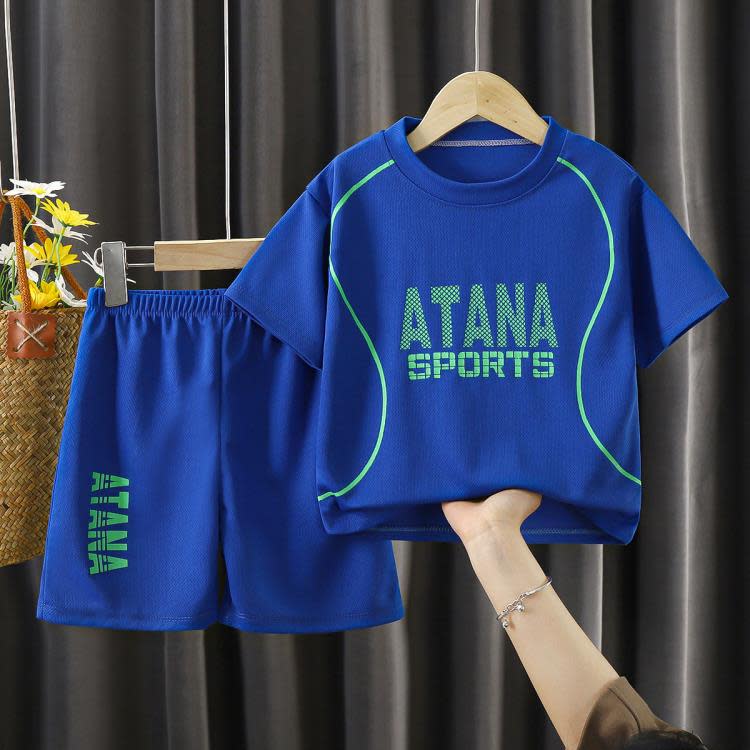 寶貝童裝巴-拉巴-拉夏季新款兒童藍球服套裝男童運動服速干衣中大童短袖短-細節圖3