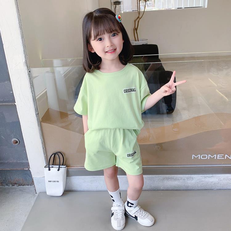 寶貝童裝女童夏季套裝兒童夏款短袖運動休閒二件套女寶寶洋氣時髦夏裝衣服-細節圖3