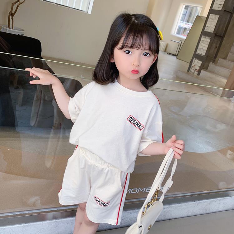 寶貝童裝女童夏季套裝兒童夏款短袖運動休閒二件套女寶寶洋氣時髦夏裝衣服-細節圖4