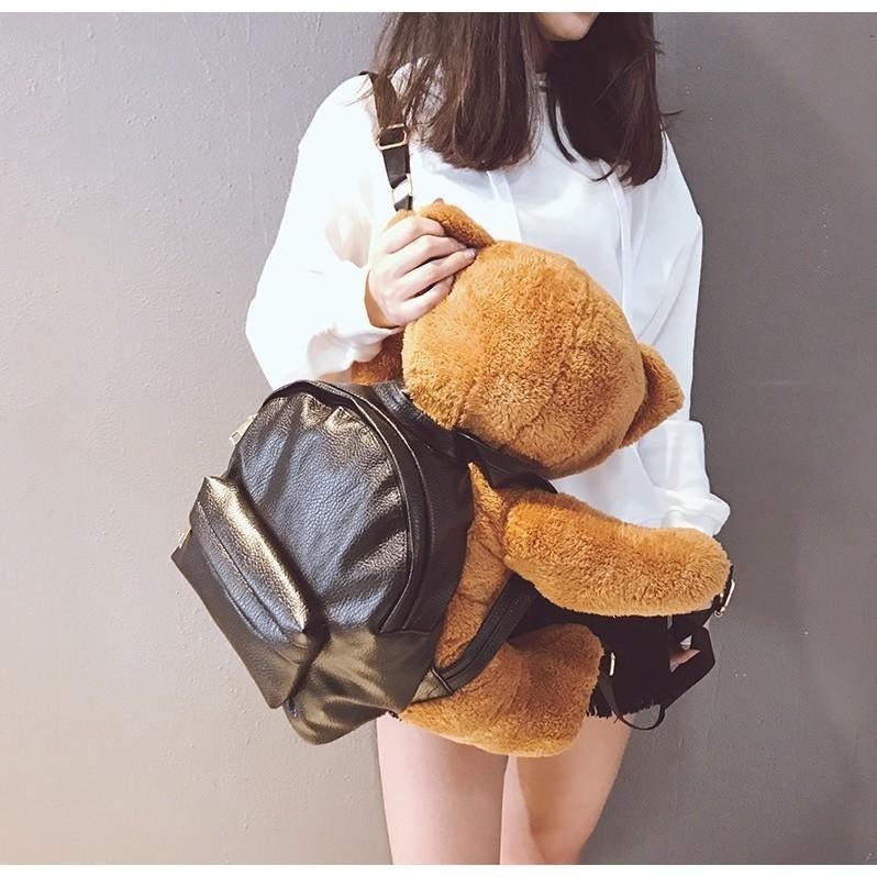 【貓毛草】泰迪熊造型束縛PLAY包 悲傷那麼大 韓版動物形學院毛絨小熊背包 後背包 造型背包-細節圖6