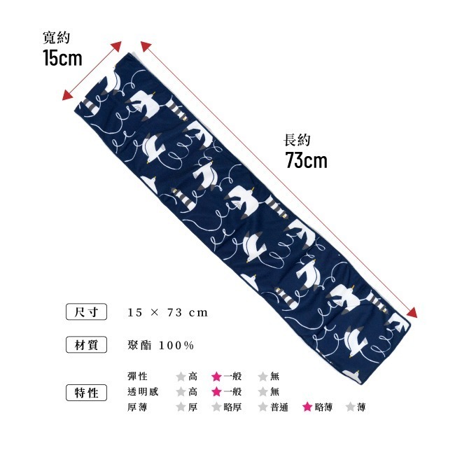 日本AUBE 海鷗抗UV降溫速乾涼感巾 涼感 設計 運動毛巾 冰毛巾-細節圖5
