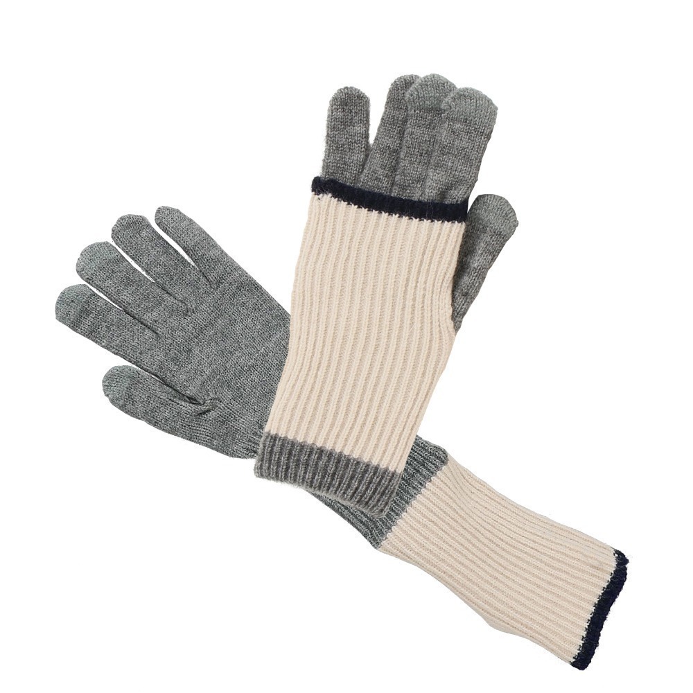 日本AUBE 2way 撞色保暖手套 長短兩用 可觸控 滑手機 時尚穿搭-細節圖2