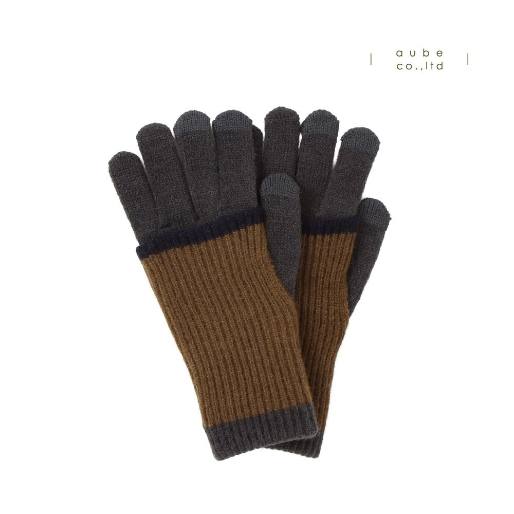 日本AUBE 2way 撞色保暖手套 長短兩用 可觸控 滑手機 時尚穿搭-細節圖5