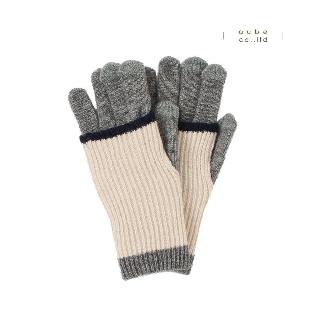 日本AUBE 2way 撞色保暖手套 長短兩用 可觸控 滑手機 時尚穿搭-細節圖6