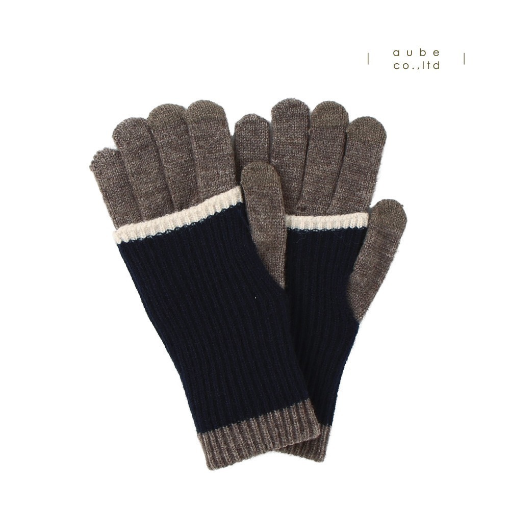 日本AUBE 2way 撞色保暖手套 長短兩用 可觸控 滑手機 時尚穿搭-細節圖7