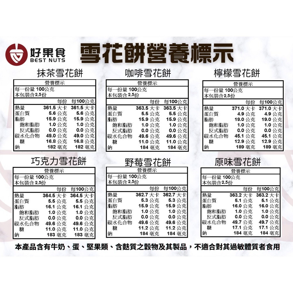 [好果食] 牛軋雪花餅 六種口味 250g (蛋奶素)-細節圖2
