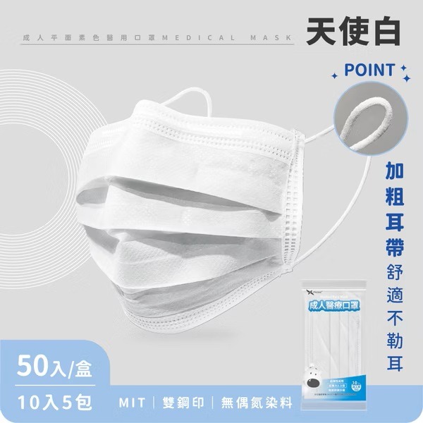 昌明 守護天使 成人醫療平面口罩50入｜醫療級口罩｜成人平面口罩｜台灣製-細節圖2