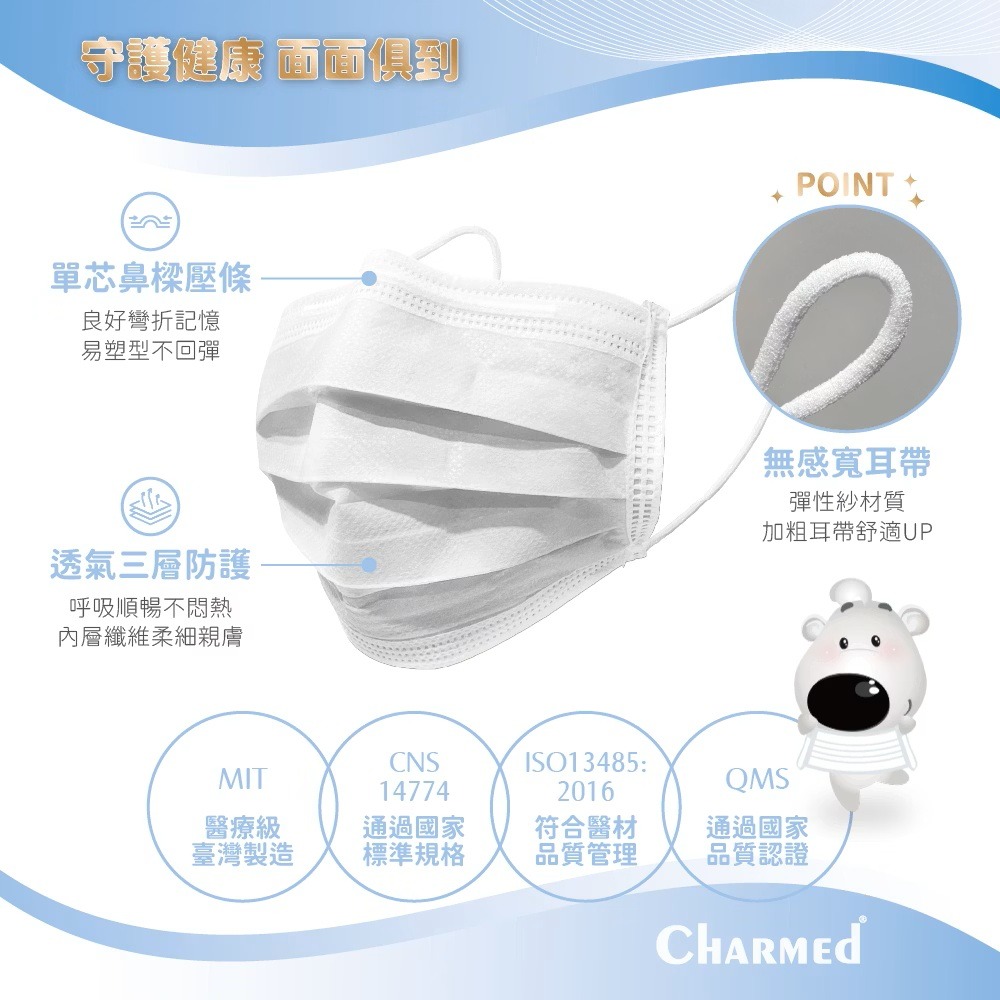 昌明 守護天使 成人醫療平面口罩50入｜醫療級口罩｜成人平面口罩｜台灣製-細節圖11