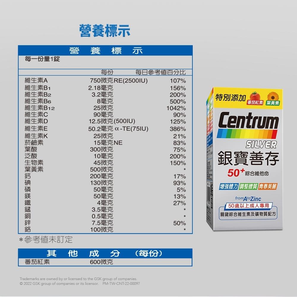 銀寶善存50+綜合維他命錠155錠｜50歲以上｜22種維生素礦物質｜葉黃素｜番茄紅素-細節圖3