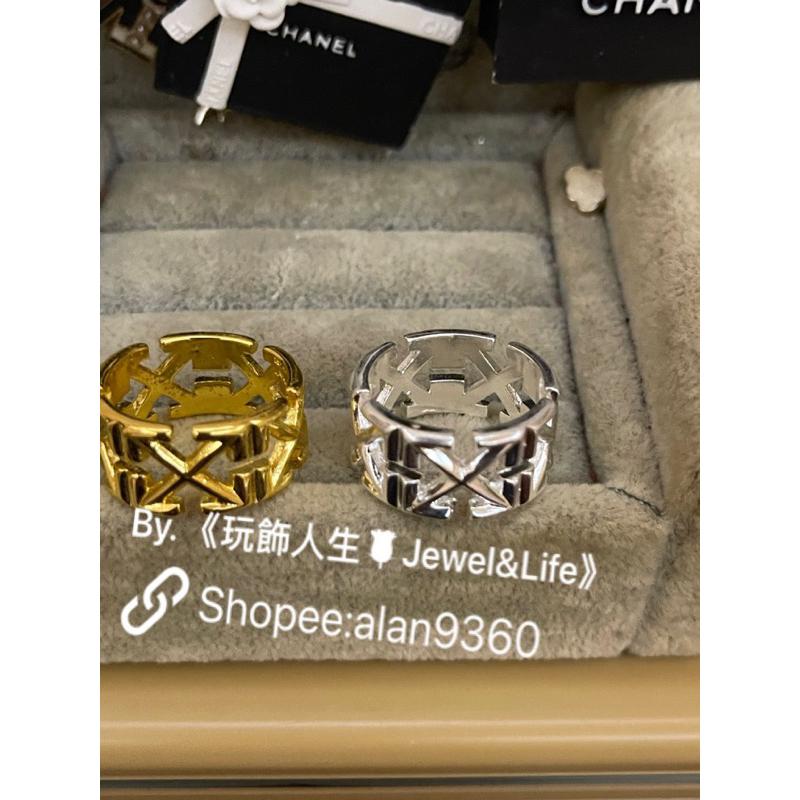 off-white 經典 箭頭LOGO 寬版 稀有大戒圍 金銀 素面 二手 造型 戒指-細節圖5