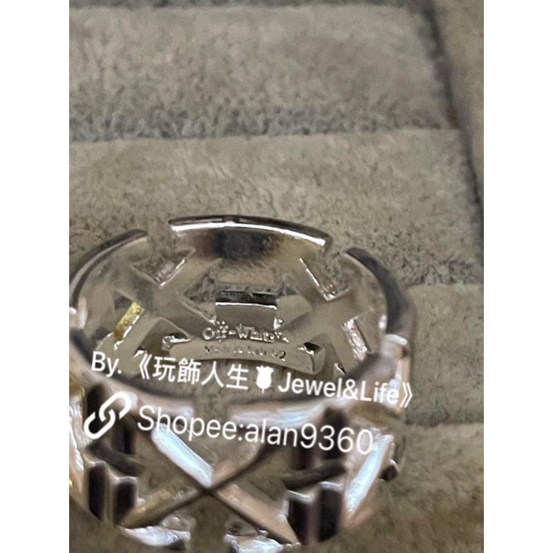 off-white 經典 箭頭LOGO 寬版 稀有大戒圍 金銀 素面 二手 造型 戒指-細節圖6