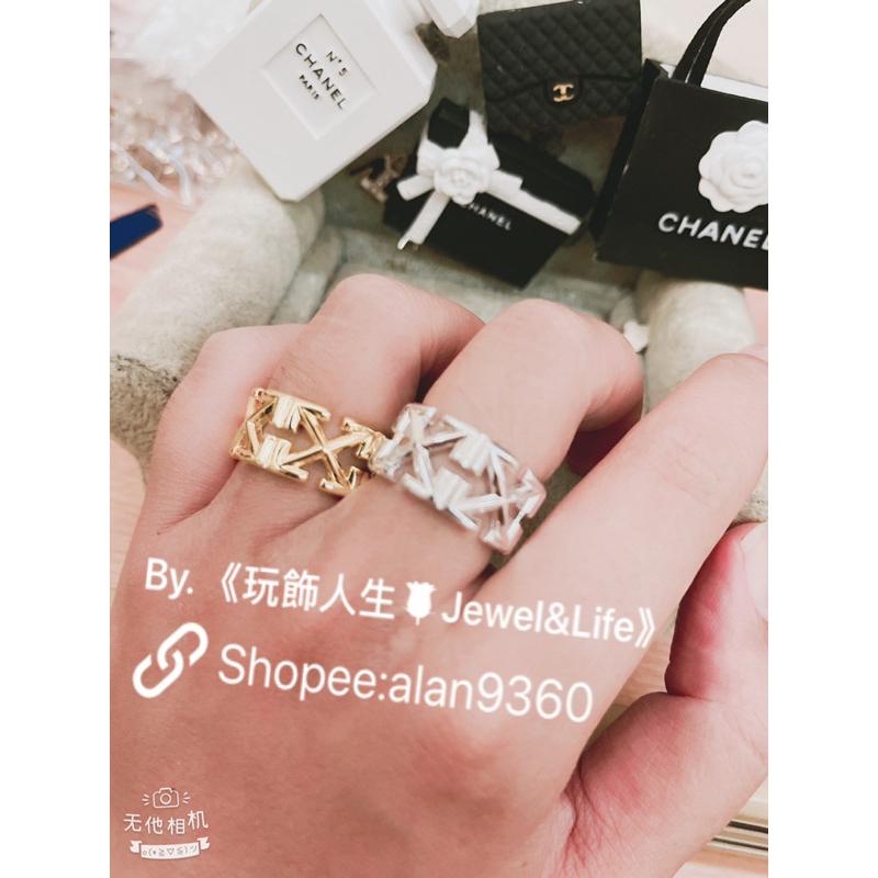 off-white 經典 箭頭LOGO 寬版 稀有大戒圍 金銀 素面 二手 造型 戒指-細節圖8