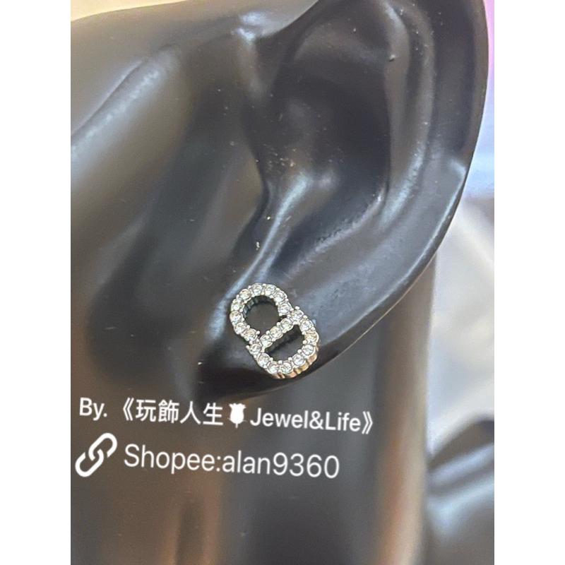DIOR 經典 迷你 日常生活百搭 實用 水鑽 CD LOGO 金銀色 二手造型 耳環-細節圖5