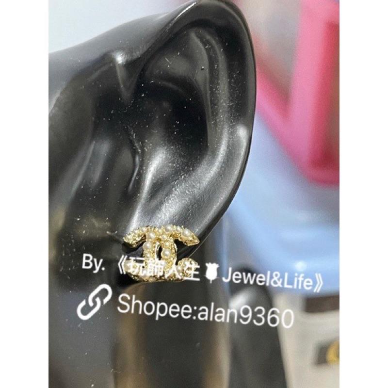CHANEL 香奈兒 超美 金色 迷你 百搭 基本款 大小珍珠 二手 造型 耳環-細節圖6