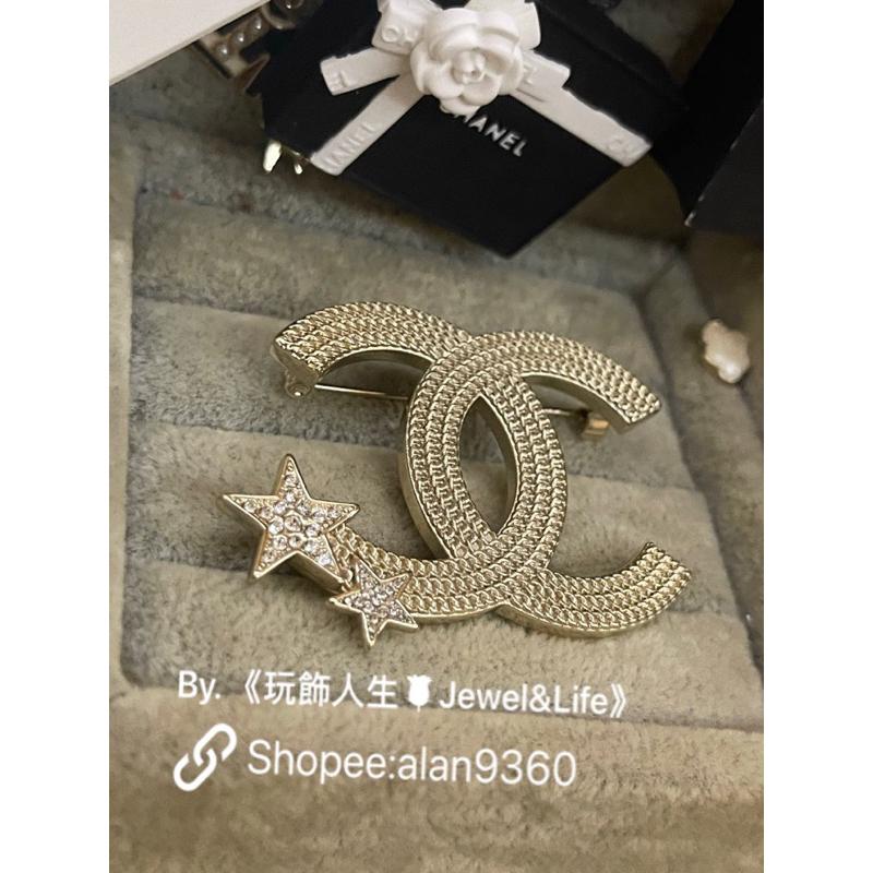 CHANEL 香奈兒 基本款 經典 流星系列 素描雙C 大LOGO 淡金色 二手 造型 胸針 別針-細節圖2