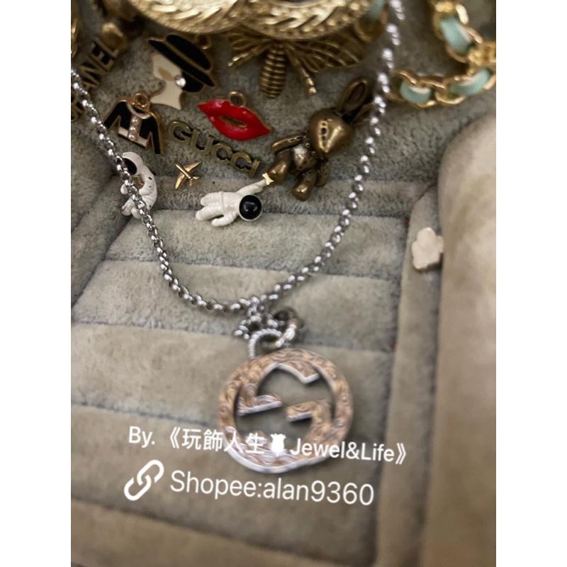 GUCCI 經典 銀色 雙G LOGO 基本款 二手 造型 項鍊-細節圖3