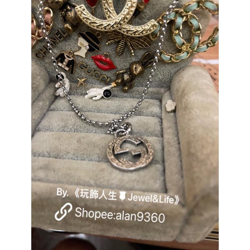 GUCCI 經典 銀色 雙G LOGO 基本款 二手 造型 項鍊-細節圖4