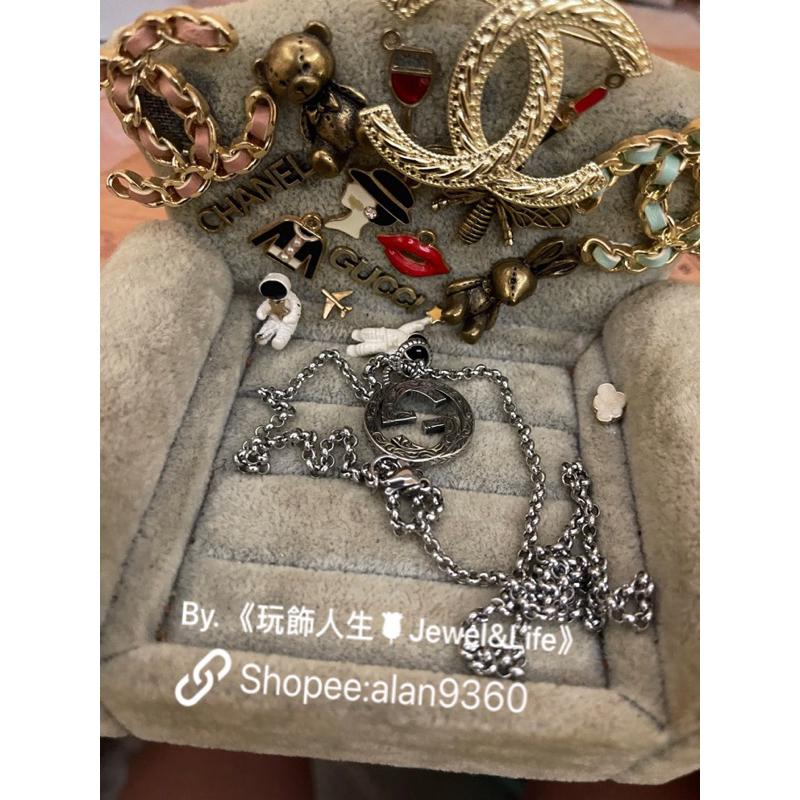 GUCCI 經典 銀色 雙G LOGO 基本款 二手 造型 項鍊-細節圖5