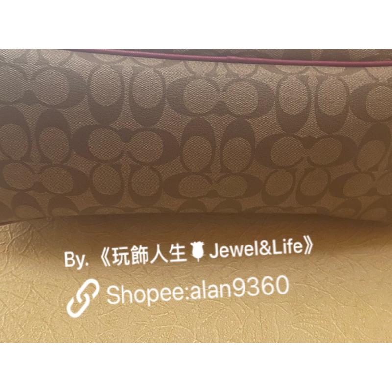 COACH 經典 老花 卡其色 桃紅色 牛皮 全新 閒置品 大托特包-細節圖9