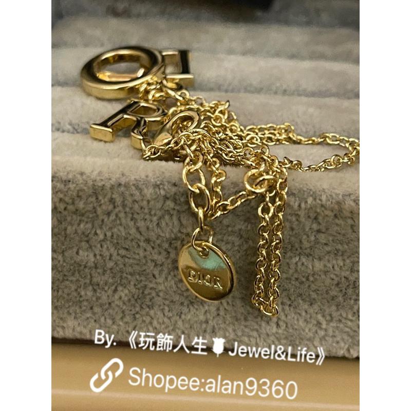 DIOR 經典 字母 金色 水鑽 基本款 二手 造型 項鍊-細節圖5