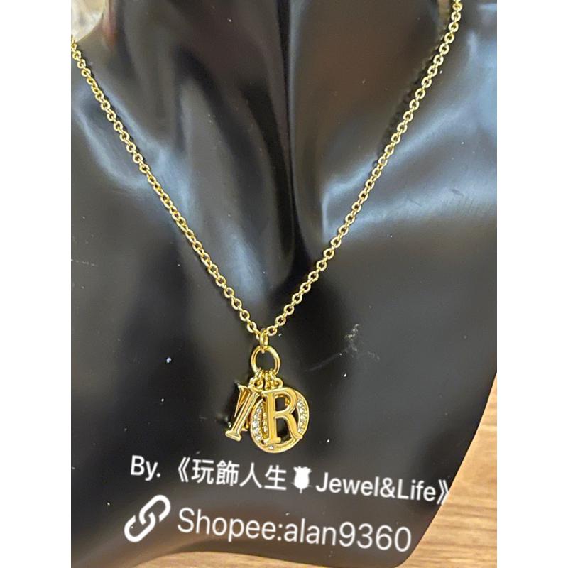 DIOR 經典 字母 金色 水鑽 基本款 二手 造型 項鍊-細節圖6