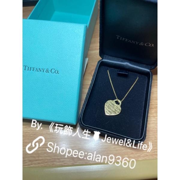 古董vintage TIFFANY&CO 18K金項鍊 經典款 心牌750項鍊 note刻字項鍊 玫瑰金