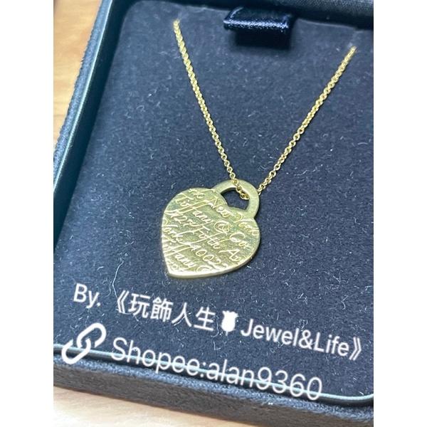 古董vintage TIFFANY&CO 18K金項鍊 經典款 心牌750項鍊 note刻字項鍊 玫瑰金-細節圖2