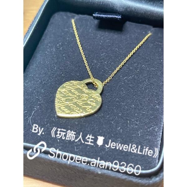 古董vintage TIFFANY&CO 18K金項鍊 經典款 心牌750項鍊 note刻字項鍊 玫瑰金-細節圖4