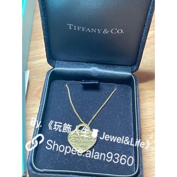 古董vintage TIFFANY&CO 18K金項鍊 經典款 心牌750項鍊 note刻字項鍊 玫瑰金-細節圖7