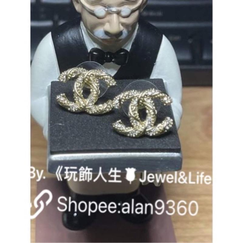 CHANEL 超美 經典 螺旋 水鑽 百搭  二手 造型 耳環-細節圖2