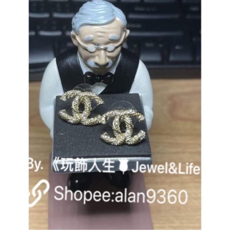 CHANEL 超美 經典 螺旋 水鑽 百搭  二手 造型 耳環-細節圖3