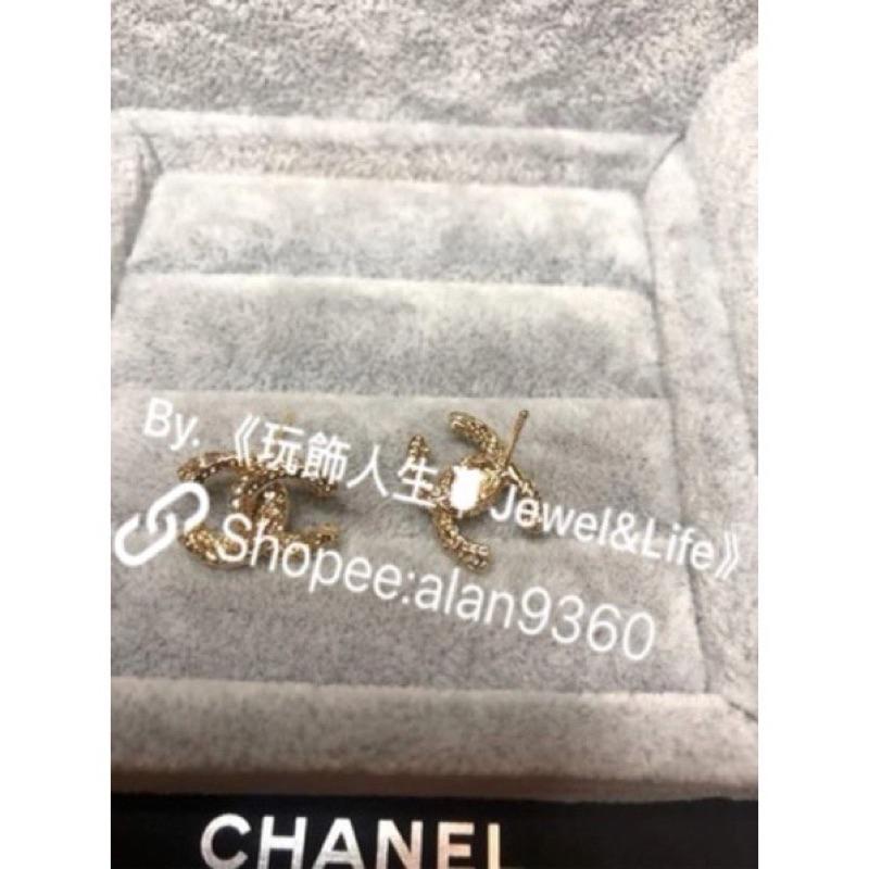 CHANEL 香奈兒 超美 金色 基本款 麻花 水鑽 二手 造型 耳環-細節圖3