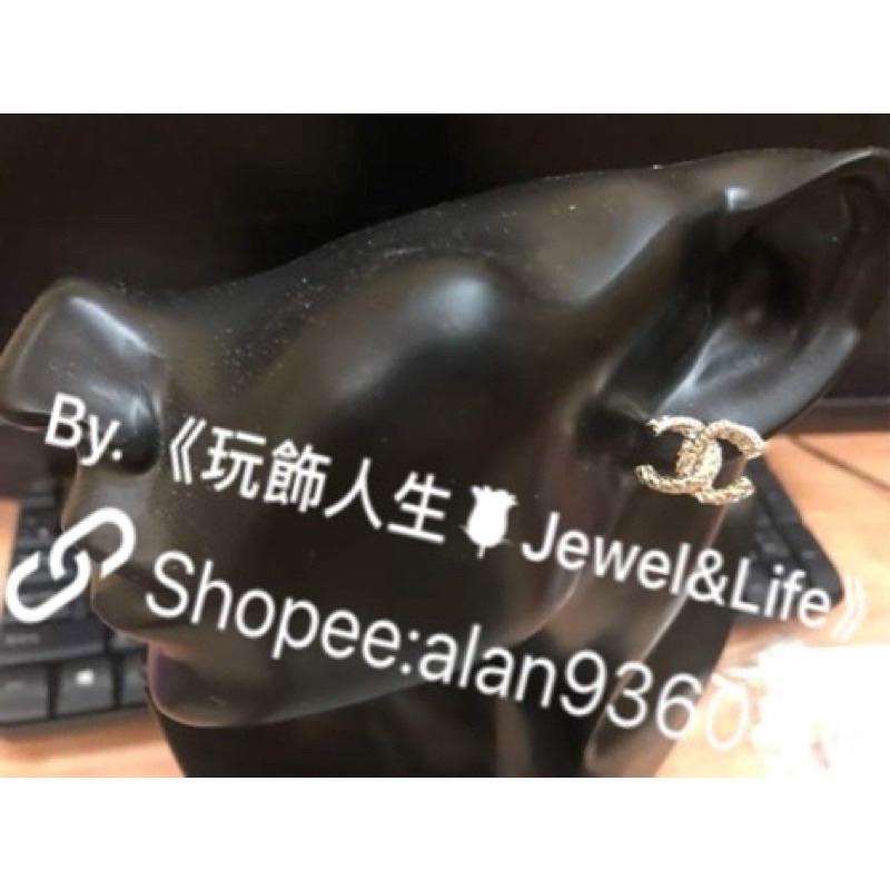 CHANEL 香奈兒 超美 金色 基本款 麻花 水鑽 二手 造型 耳環-細節圖4
