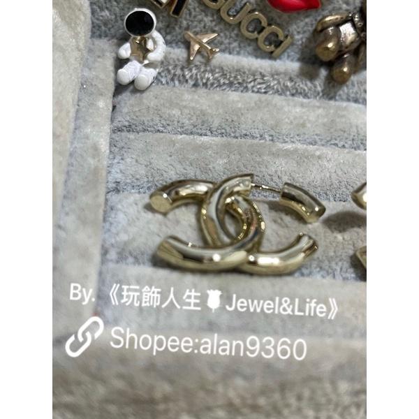 CHANEL 經典 金色 立體 LOGO 造型 二手  二手 耳環-細節圖3