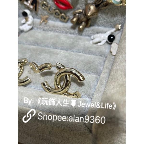 CHANEL 經典 金色 立體 LOGO 造型 二手  二手 耳環-細節圖5