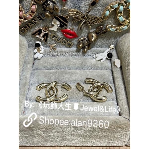 CHANEL 經典 金色 立體 LOGO 造型 二手  二手 耳環-細節圖7