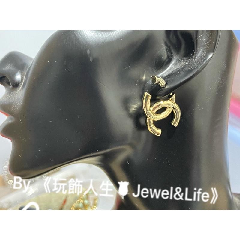 CHANEL 經典 金色 立體 LOGO 造型 二手  二手 耳環-細節圖9