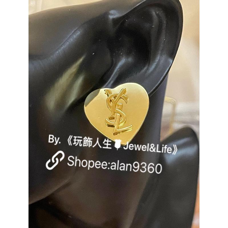 Yves Saint Laurent YSL  二手 情人限定 金色 鏡面 愛心 造型 耳環-細節圖8